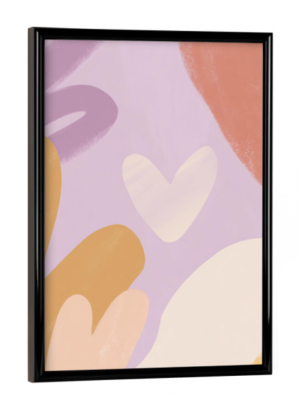 Poster mit schwarzem Rahmen "Zarte Felder mit Herz" artboxONE - Abstrakt,Geometrie,Liebe