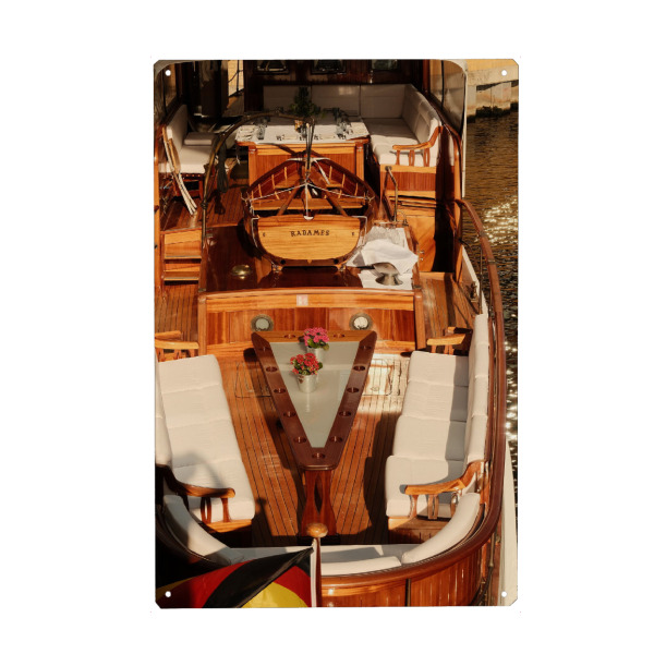 Metall Poster "Berliner Holzyacht" artboxONE - Städte / Berlin,Reise,Essen & Trinken,Liebe - Boot,Yacht,Berlin,Spree - Blechschild