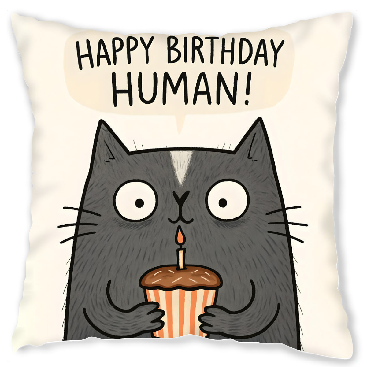 Design-Kissen "Happy Birthday Human Cat Card" artboxONE - Tiere,Abstrakt,Lustig