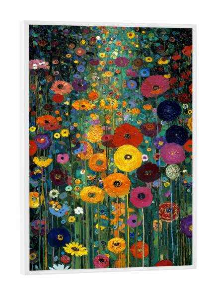 Poster mit weißem Rahmen "Gartenblumen, style Klimt (matart)" artboxONE - Natur,Floral - Blumen,Garten,Natur,Modern,Kunst,Gustav klimt,Klimt