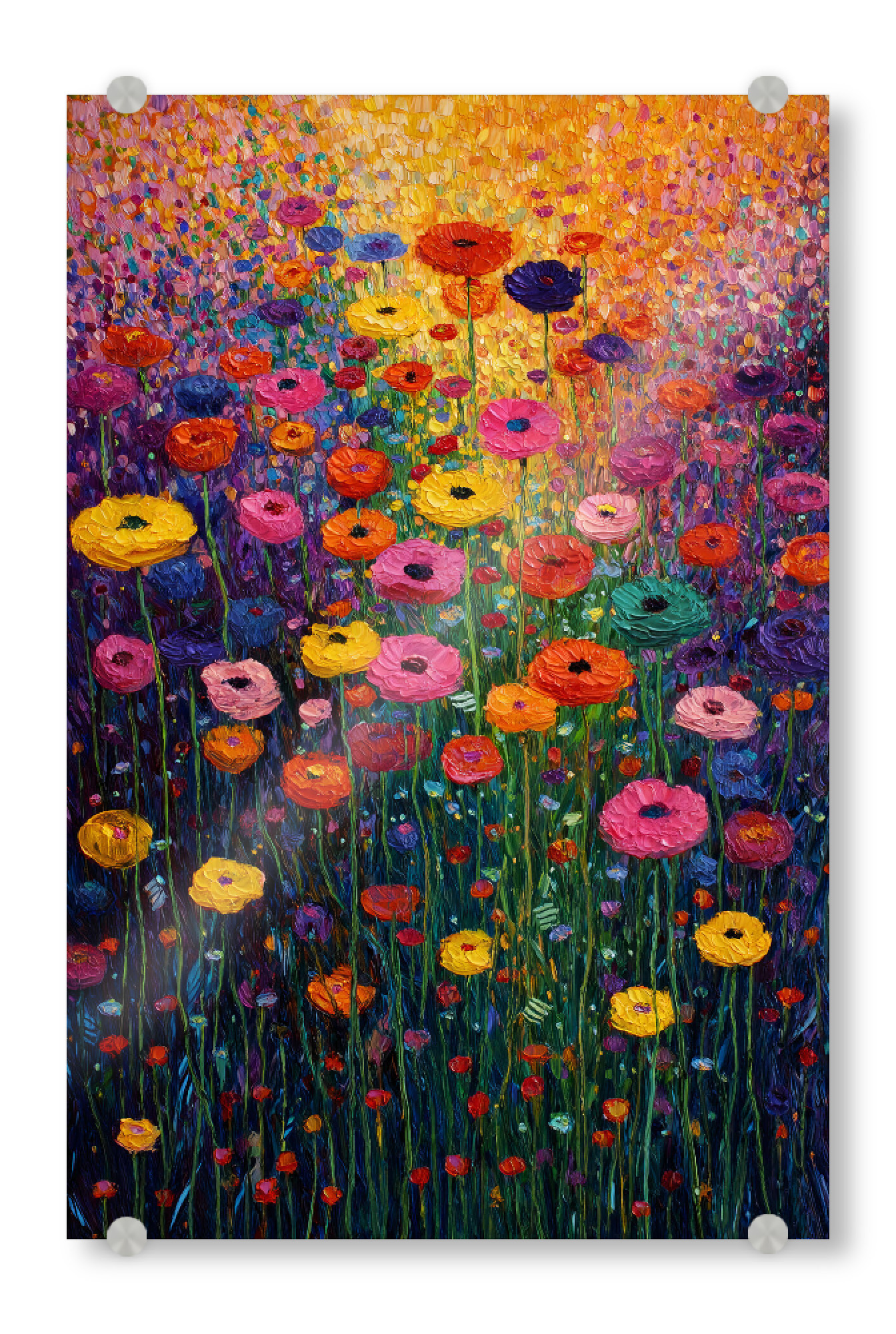 Acrylglasbild "Blumenwiese, style Klimt (matart)" artboxONE - Natur,Floral - Blumen,Wiese,Garten,Natur,Modern,Kunst,Gustav klimt,Klimt