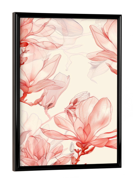 Poster mit schwarzem Rahmen "Blumen und Blätter Ag" artboxONE - Natur,Floral - Natur,Blumen,Blumen,Botanische,Blätter,Blatt,Blumen,Garten