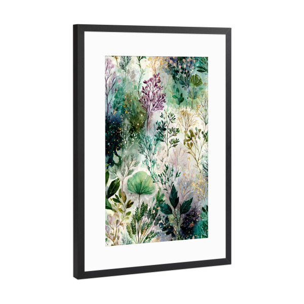 Poster mit Rahmen Schwarz (Metallic) "Magische Natur floral c" artboxONE - Natur,Floral - Natur,Blumen,Blumen,Botanische,Blätter,Blatt