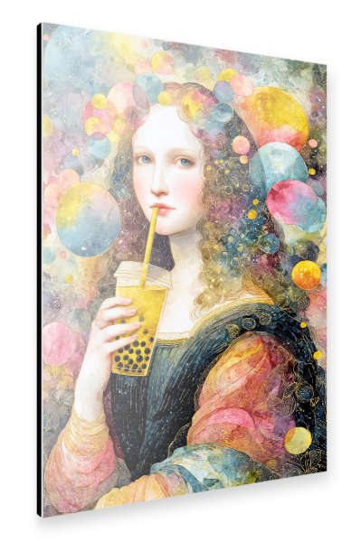 Alu-Dibond "Bubble -Tee mit Mona" 75x50 cm artboxONE