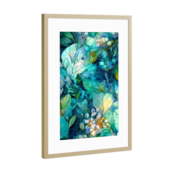 Poster mit Rahmen Gold "Magische Natur floral m" artboxONE - Natur,Floral - Natur,Blumen,Blumen,Botanische,Blätter,Blatt