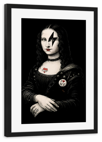 Poster mit Rahmen schwarz "Punkrock Mona Lisa" artboxONE - Abstrakt,Fashion,Lustig