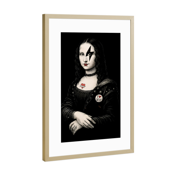 Poster mit Rahmen Gold "Punkrock Mona Lisa" artboxONE - Abstrakt,Fashion,Lustig