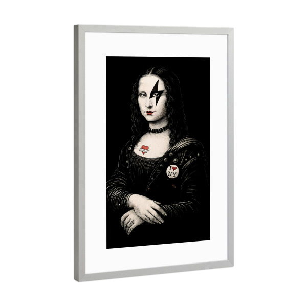 Poster mit Rahmen Silber "Punkrock Mona Lisa" artboxONE - Abstrakt,Fashion,Lustig
