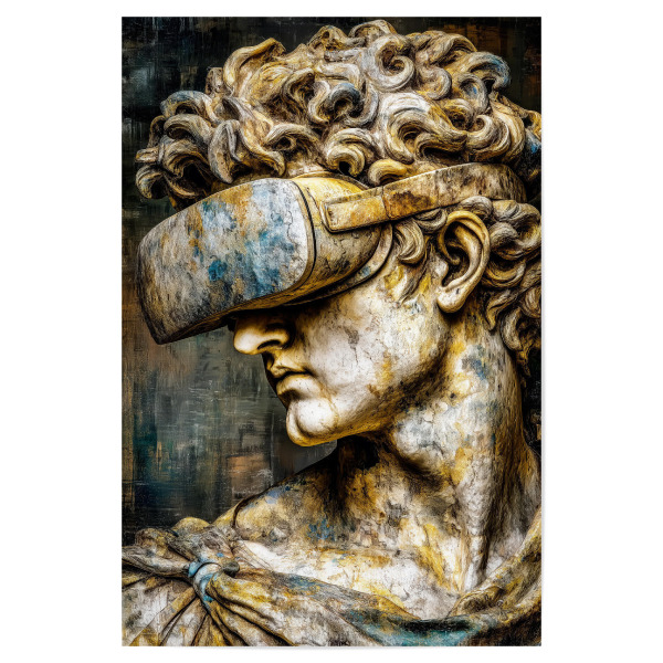 Poster 30x20 cm "Vision David Reloadeed" artboxONE - Fiktion,Lustig - David,Leonardo da vinci,Skulptur,Kunst,Gute stimmung