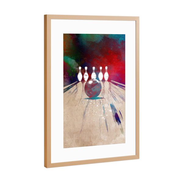 Poster mit Rahmen Kupfer "Bowling Sport Art B" artboxONE - Sport,Sport / Motivation - Bowl,Bowling,Sport,Kunst,Spieler