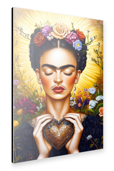 Alu-Dibond "Frida Porträt mit Herz t" 30x20 cm artboxONE