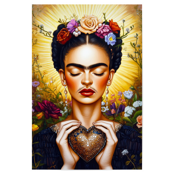 Poster "Frida Porträt mit Herz t" artboxONE - Menschen,Liebe - Frida,Frida kahlo,Porträt,Frau,Mädchen,Herz