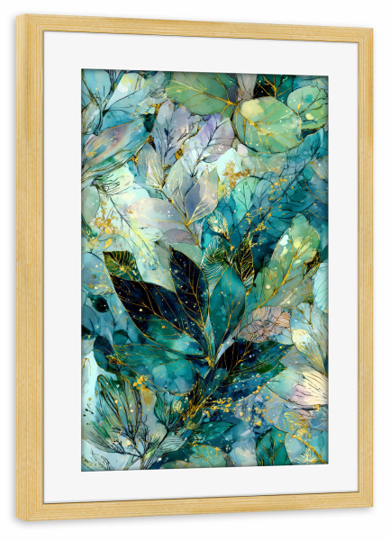 Poster mit Rahmen kiefer "Magische Natur floral a" artboxONE - Natur,Floral - Natur,Blumen,Blumen,Botanische,Blätter,Blatt