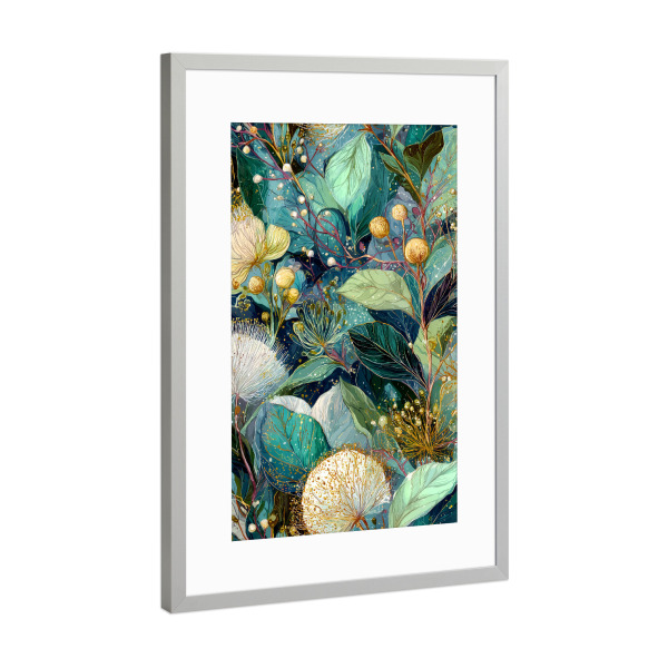 Poster mit Rahmen Silber "Magische Natur floral f" artboxONE - Natur,Floral - Natur,Blumen,Botanische,Blätter,Blatt