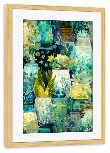 Poster mit Rahmen kiefer "Magische Naturtoptimer Blumen i" artboxONE - Natur,Floral - Natur,Blumen,Blumen,Botanische,Blätter,Blatt,Topfpflanze