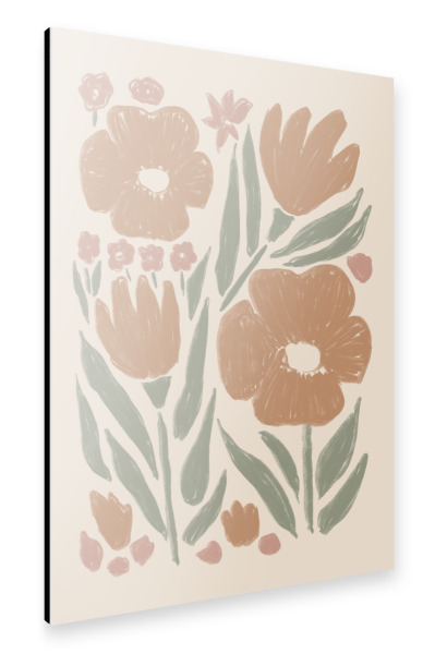 Alu-Dibond "Florale Umrisse auf Beige" 30x20 cm artboxONE