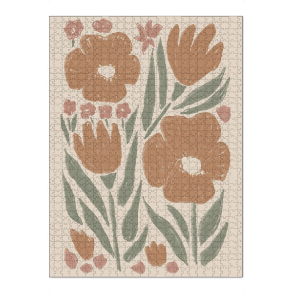 Puzzle Ravensburger "Florale Umrisse auf Beige" artboxONE - Natur,Floral,Abstrakt - Floral,Blumen,Abstrakt - Bild floral