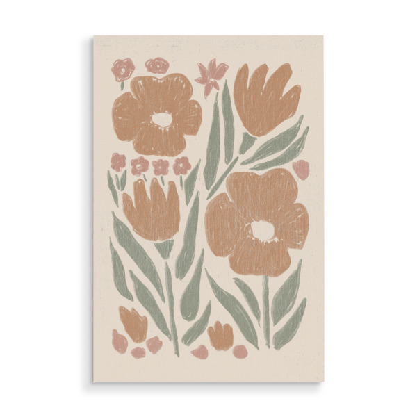 Holzbild "Florale Umrisse auf Beige" artboxONE - Natur,Floral,Abstrakt - Floral,Blumen,Abstrakt