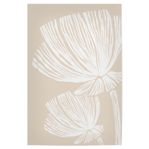 Minimalist Beige Floral Line Art