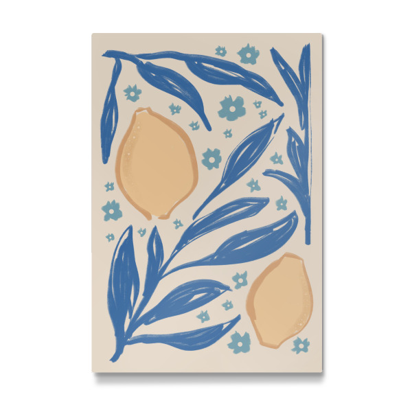 Galerie-Print "Gelbe Zitronen und blaue Blätter" 30x20 cm artboxONE