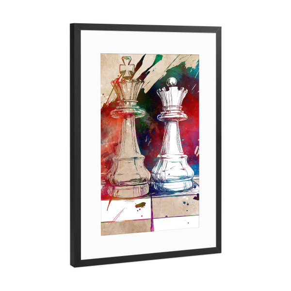 Poster mit Rahmen Schwarz (Metallic) "Schachsportkunst e" artboxONE - Sport,Sport / Motivation - Schach,Schachbrett,Spiel,Sport