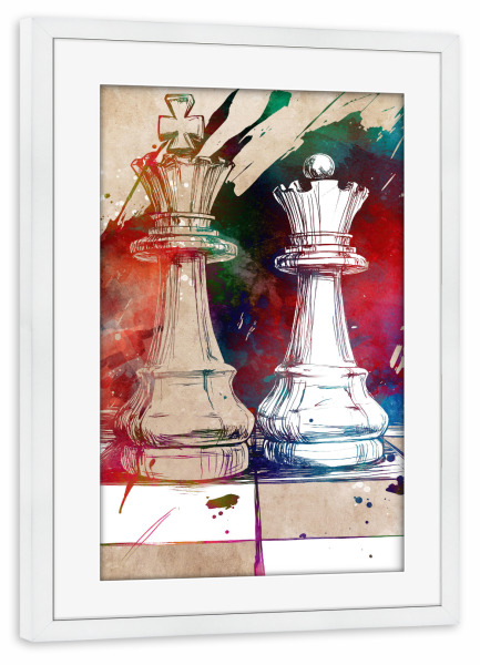 Poster mit Rahmen weiß "Schachsportkunst e" artboxONE - Sport,Sport / Motivation - Schach,Schachbrett,Spiel,Sport