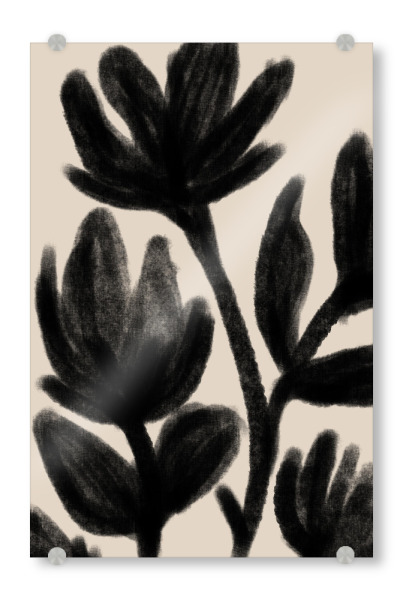 Acrylglasbild "Abstract Black Floral Botanical" artboxONE - Natur,Floral,Abstrakt