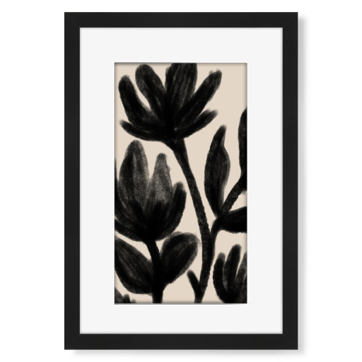 Abstract Black Floral Botanical