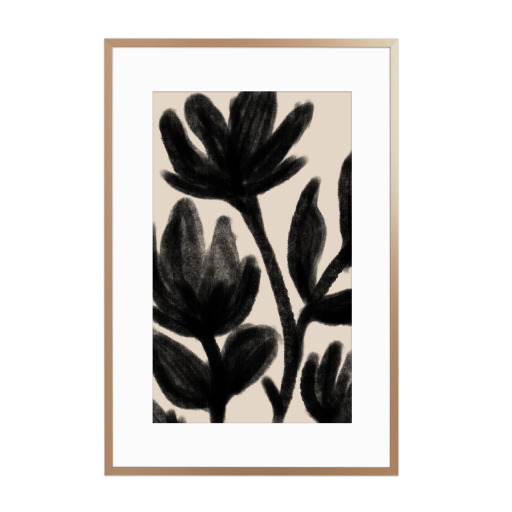 Abstract Black Floral Botanical