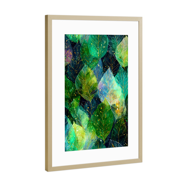 Poster mit Rahmen Gold "Magische Natur floral k" artboxONE - Natur,Floral - Natur,Blumen,Blumen,Botanische,Blätter,Blatt