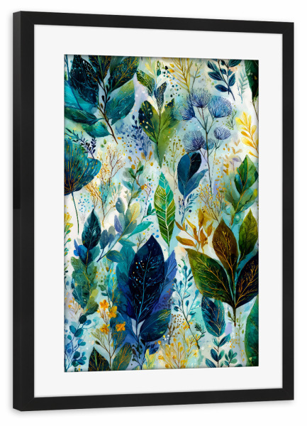 Poster mit Rahmen schwarz "Magische Natur floral b" artboxONE - Natur,Floral - Natur,Blumen,Blumen,Botanische,Blätter,Blatt