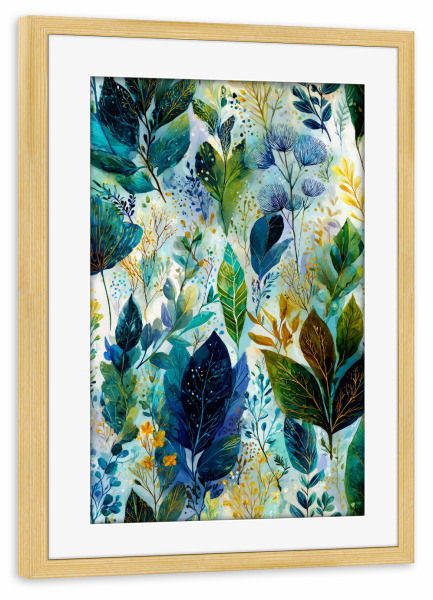 Poster mit Rahmen kiefer "Magische Natur floral b" artboxONE - Natur,Floral - Natur,Blumen,Blumen,Botanische,Blätter,Blatt