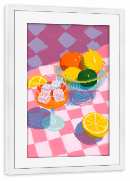 Poster mit Rahmen weiß "Früchtezauber mit Aperol" artboxONE - Natur,Geometrie,Essen & Trinken / Obst & Gemüse