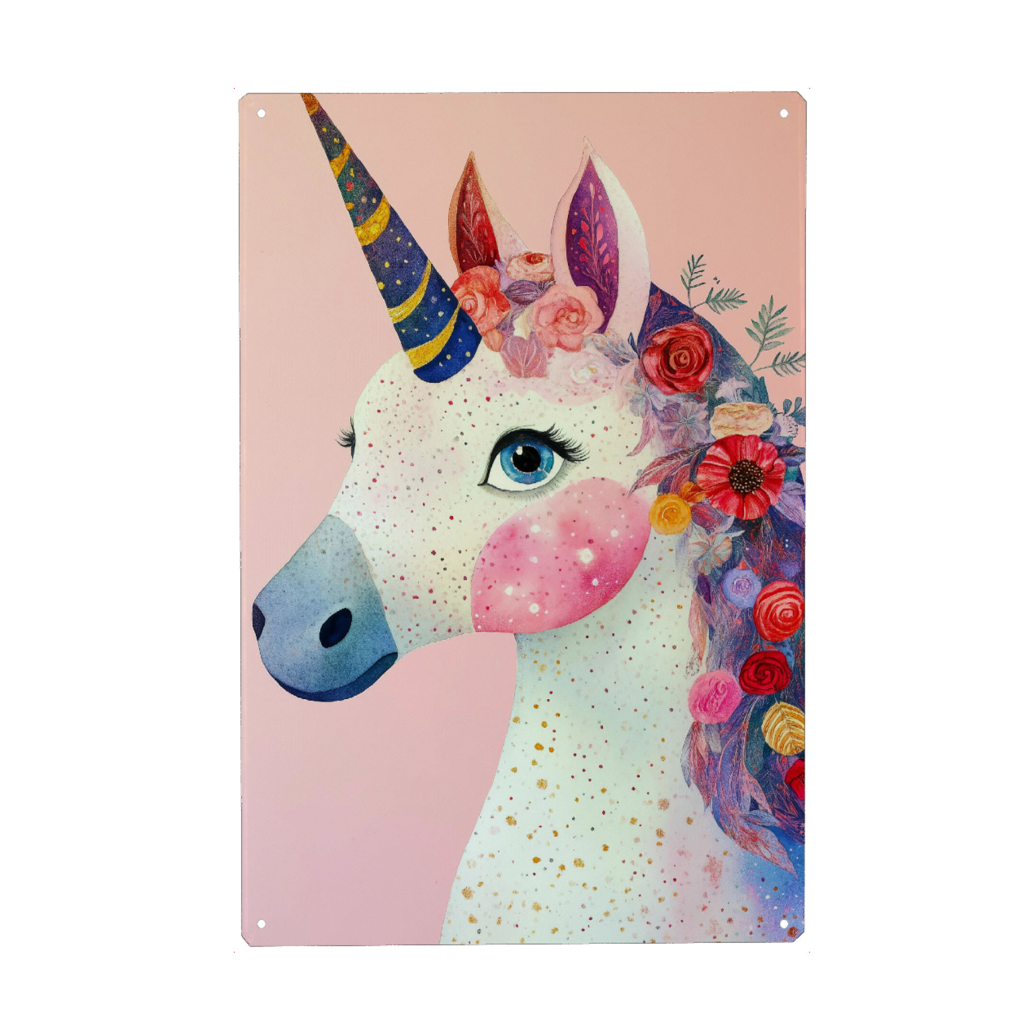 Metall Poster "Magisches Einhorn a" artboxONE - Für Kinder,Tiere,Fiktion - Unicron,Pferd,Magie,Tier,Einhörner sind real - Blechschild
