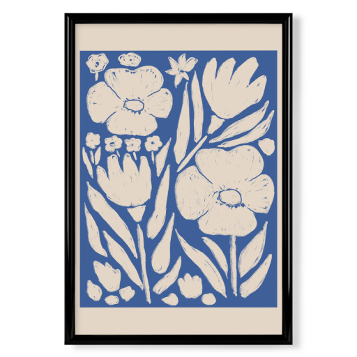 Blau und beige botanische Blumen