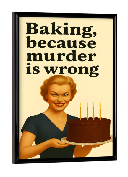 Poster mit schwarzem Rahmen "Baking Humor" artboxONE - Typografie,Menschen,Lustig