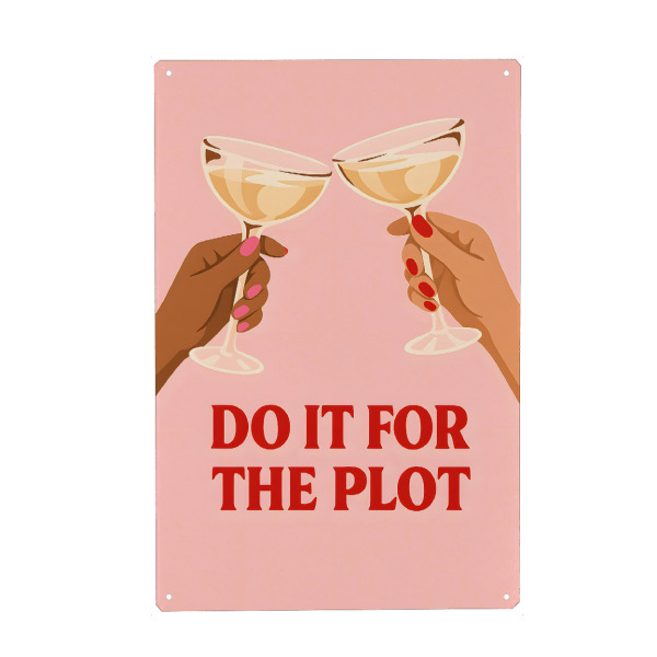 Holzbild "Cheers to the Plot Twist" artboxONE - Typografie,Essen & Trinken,Essen & Trinken / Alkohol