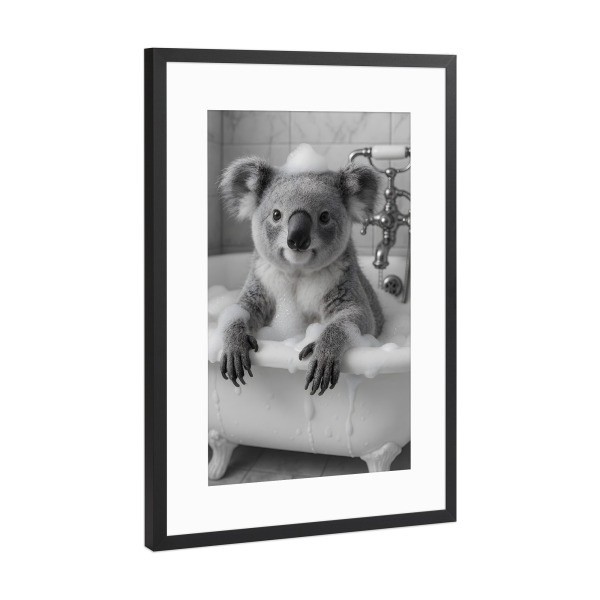 Poster mit Rahmen Schwarz (Metallic) "Koala beim Baden" artboxONE - Tiere,Lustig