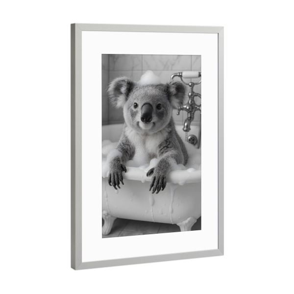 Poster mit Rahmen Silber "Koala beim Baden" artboxONE - Tiere,Lustig