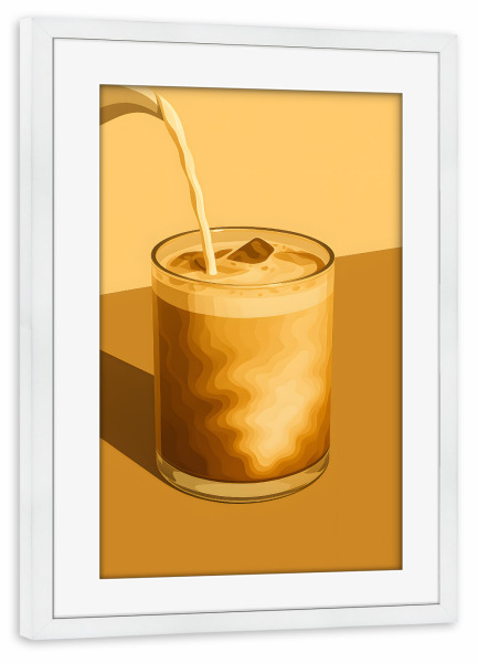 Poster mit Rahmen weiß "Eiskaffee im Sonnenlicht" artboxONE - Essen & Trinken