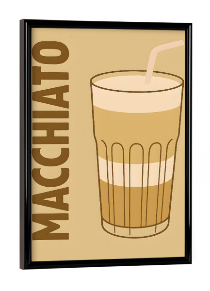 Poster mit schwarzem Rahmen "Macchiato Minimal Art" artboxONE - Essen & Trinken