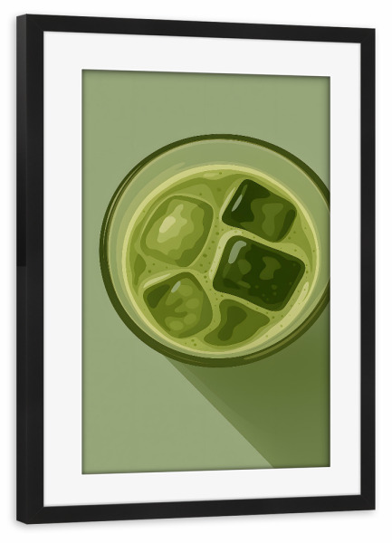 Poster mit Rahmen schwarz "Iced Matcha Vibes" artboxONE - Essen & Trinken