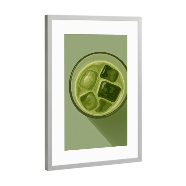 Poster mit Rahmen Silber "Iced Matcha Vibes" artboxONE - Essen & Trinken