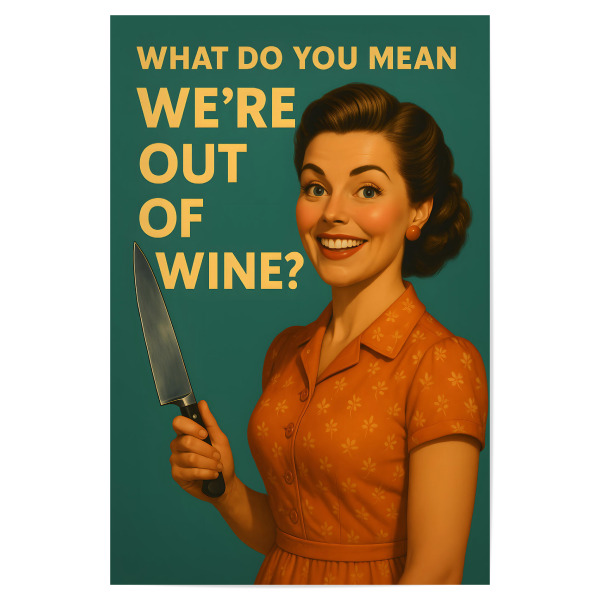 Poster "We're out of wine" artboxONE - Menschen,Für Mama,Essen & Trinken / Alkohol,Lustig