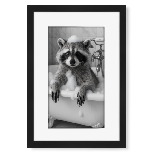 Wellness-Waschbär im Schaumbad