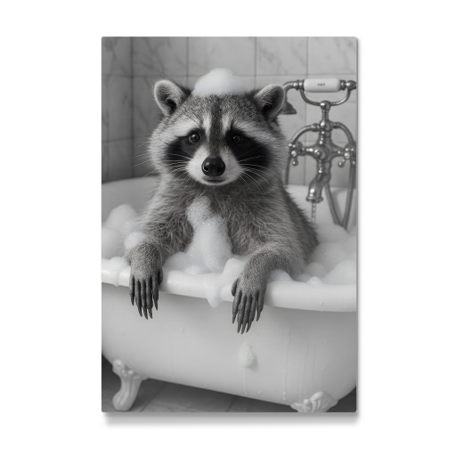 Wellness-Waschbär im Schaumbad