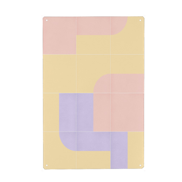Holzbild "Retro -Fliesen siebzehnten" artboxONE - Abstrakt,Geometrie - Fliesen,Modern,Verspielt,Kurven,Pastellfarben,Farbblocks,Geometrische form