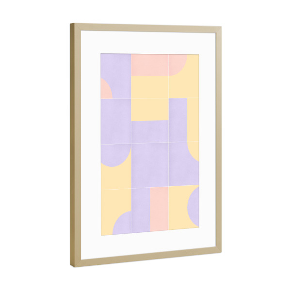 Poster mit Rahmen Gold "Retro -Fliesen achtzehnt" artboxONE - Abstrakt,Geometrie