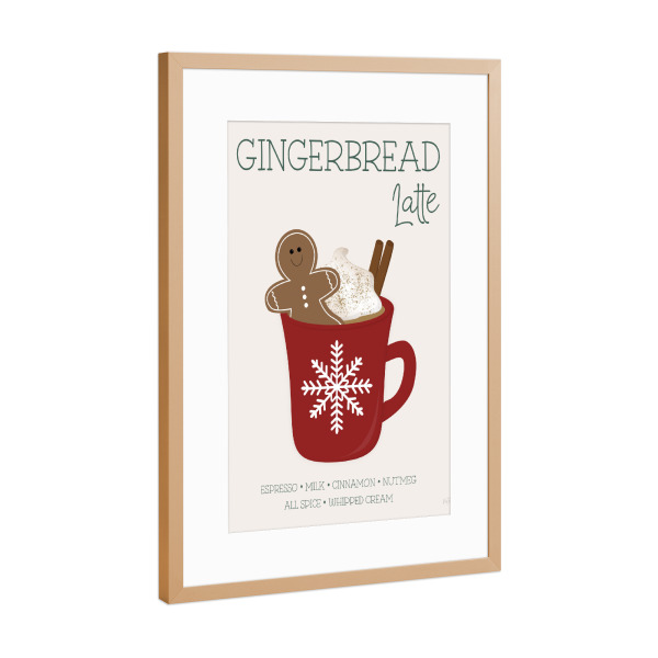 Poster mit Rahmen Kupfer "Lebkuchen Latte" artboxONE - Essen & Trinken,Weihnachten - Latte,Weihnachten,Lebkuchenmann,Zimtstock