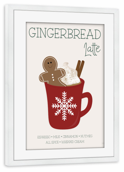 Poster mit Rahmen weiß "Lebkuchen Latte" artboxONE - Essen & Trinken,Weihnachten - Latte,Weihnachten,Lebkuchenmann,Zimtstock